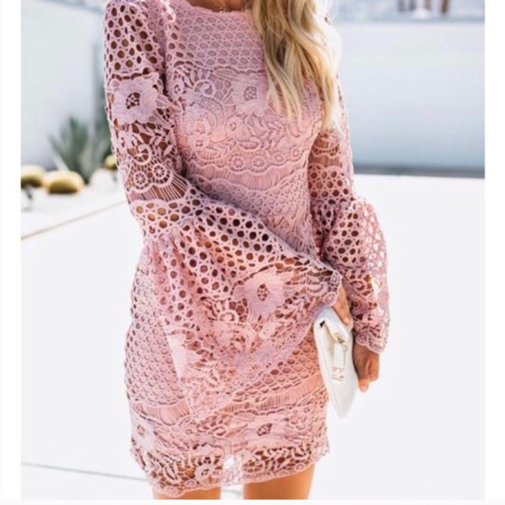 VICI Bethany Bell Sleeve Crochet Dress